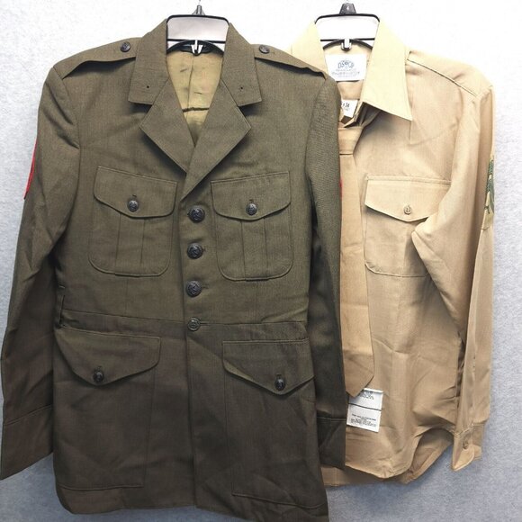 Crown Clothing USMC Corporal Alpha Green Service Jacket and Under Shirt 38R - Picture 1 of 16